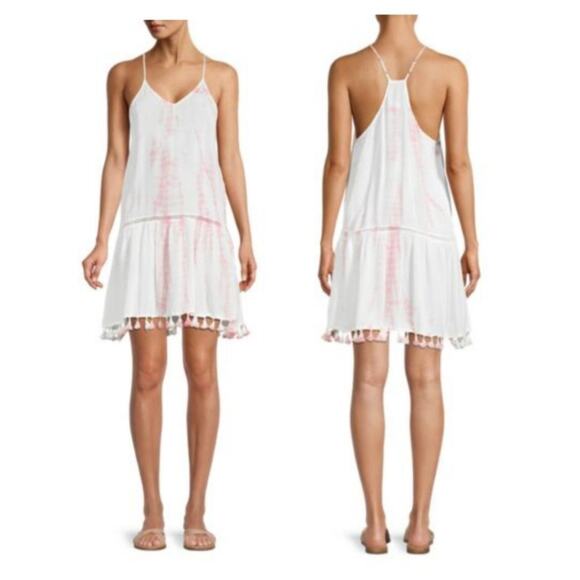 AREA Stars Women's Lia Tassel Mini Dress Racerback Straps in Tie Dye - Picture 1 of 8